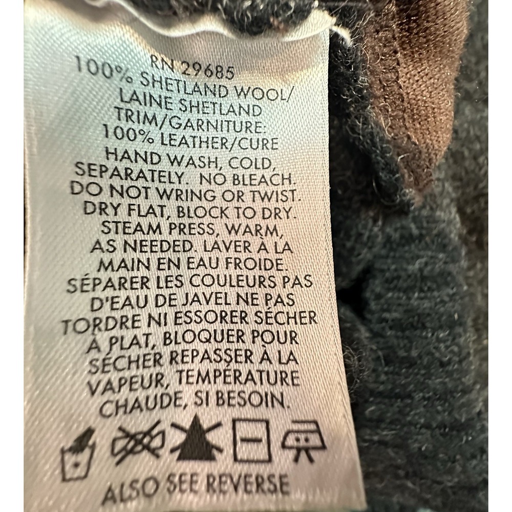 Pendleton Sweater Mens 100% Shetland Wool Quarter Zip Leather Trim Size L - Picture 5 of 12